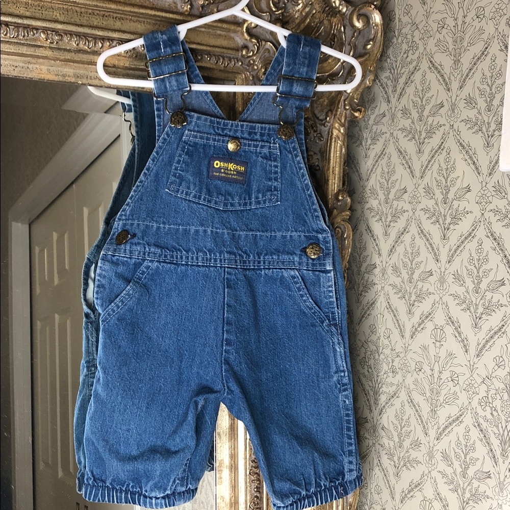 OshKosh B'gosh Vintage Blue Denim Short Overalls 24 months